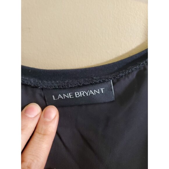 Lane Bryant Black Metallic Gold Striped High Low Tank Cross Back Sz 18/20 - Picture 3 of 9